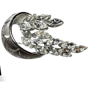 Vintage silver tone & rhinestone brooch women’s jewelry | je2